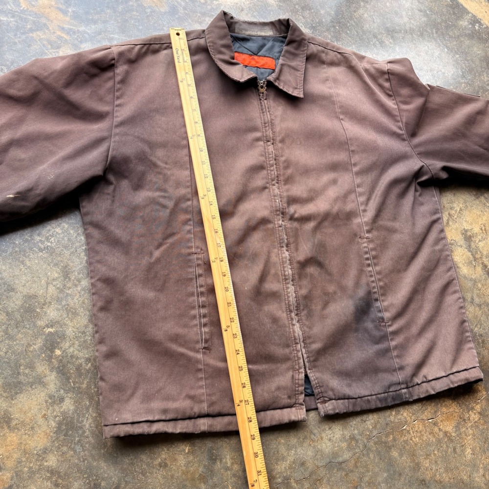 Red Kap Work Jacket Mens XL Brown Quilted Lined Full Zip Utility JT50BN8 Vintage - Picture 4 of 6